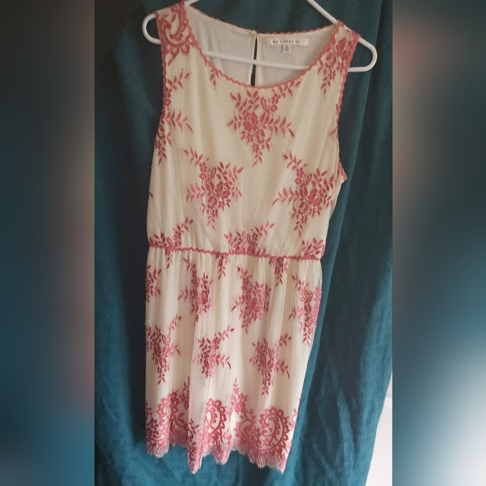 Salmon color dress with patterns